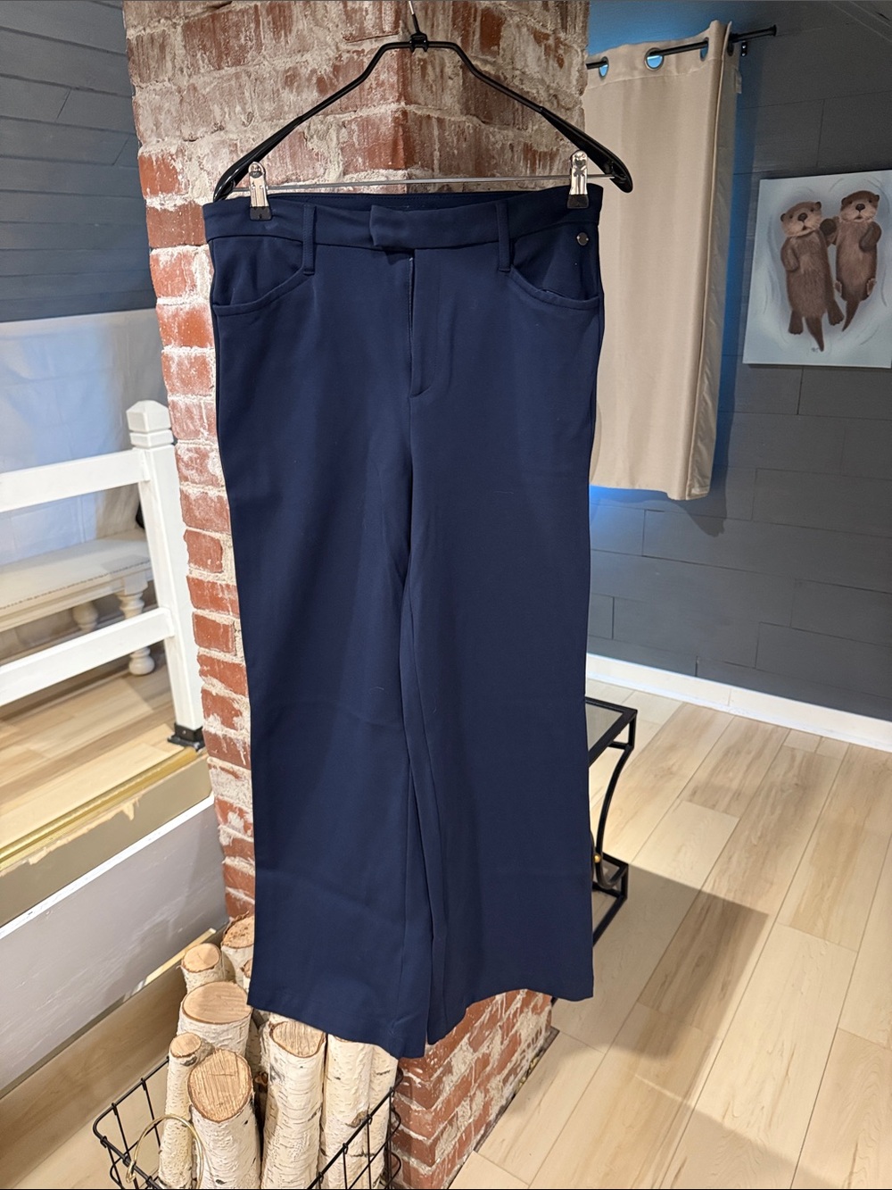 Tommy Hilfiger Navy Wide-Leg Dress Pants - Picture 1 of 7